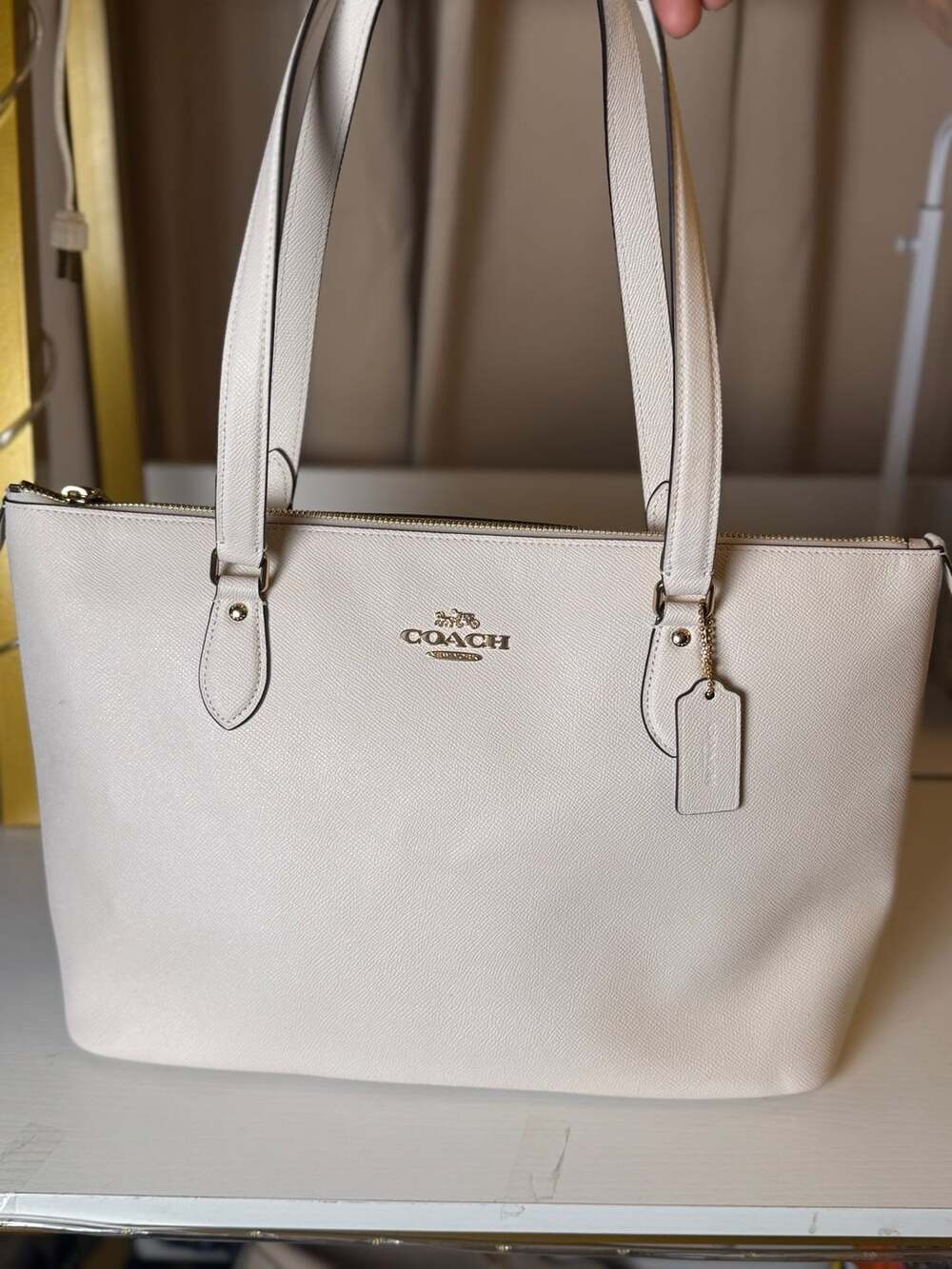 Coach Gallery Leather Tote Chalk Handbag